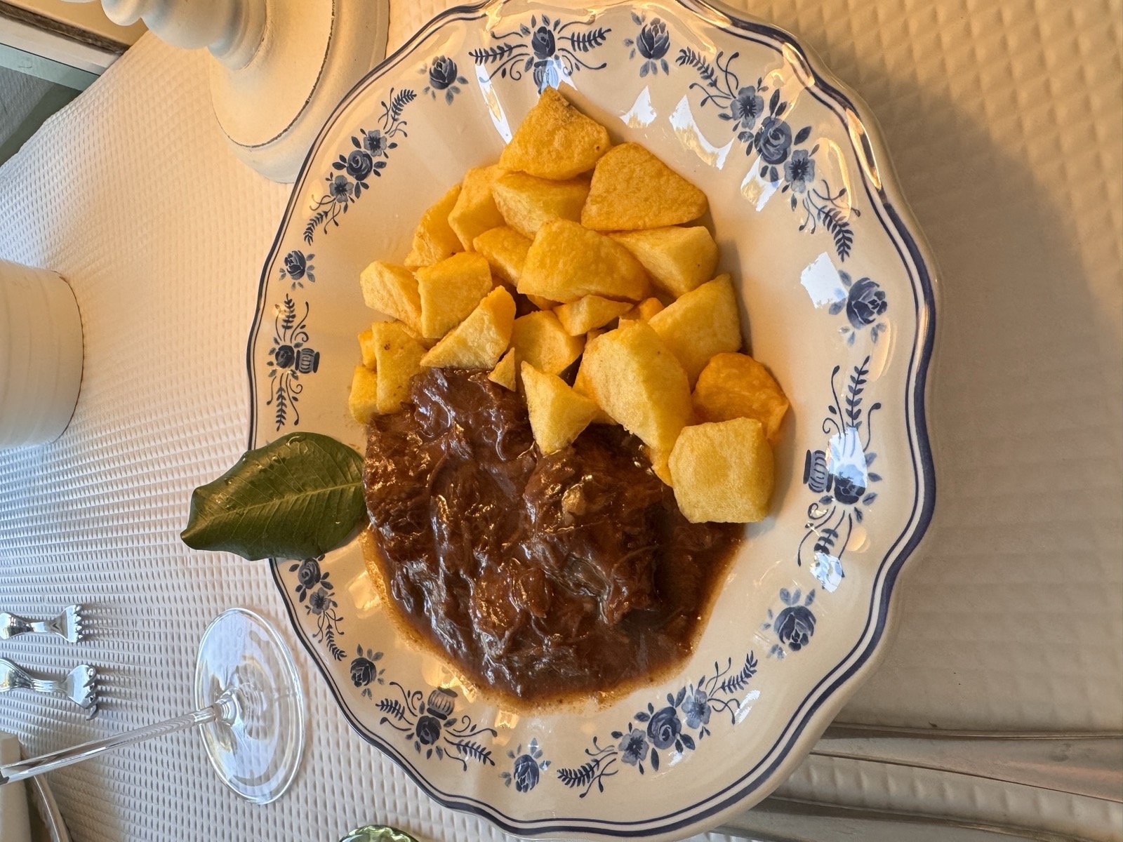 Slow-cooked stew with golden potatoes