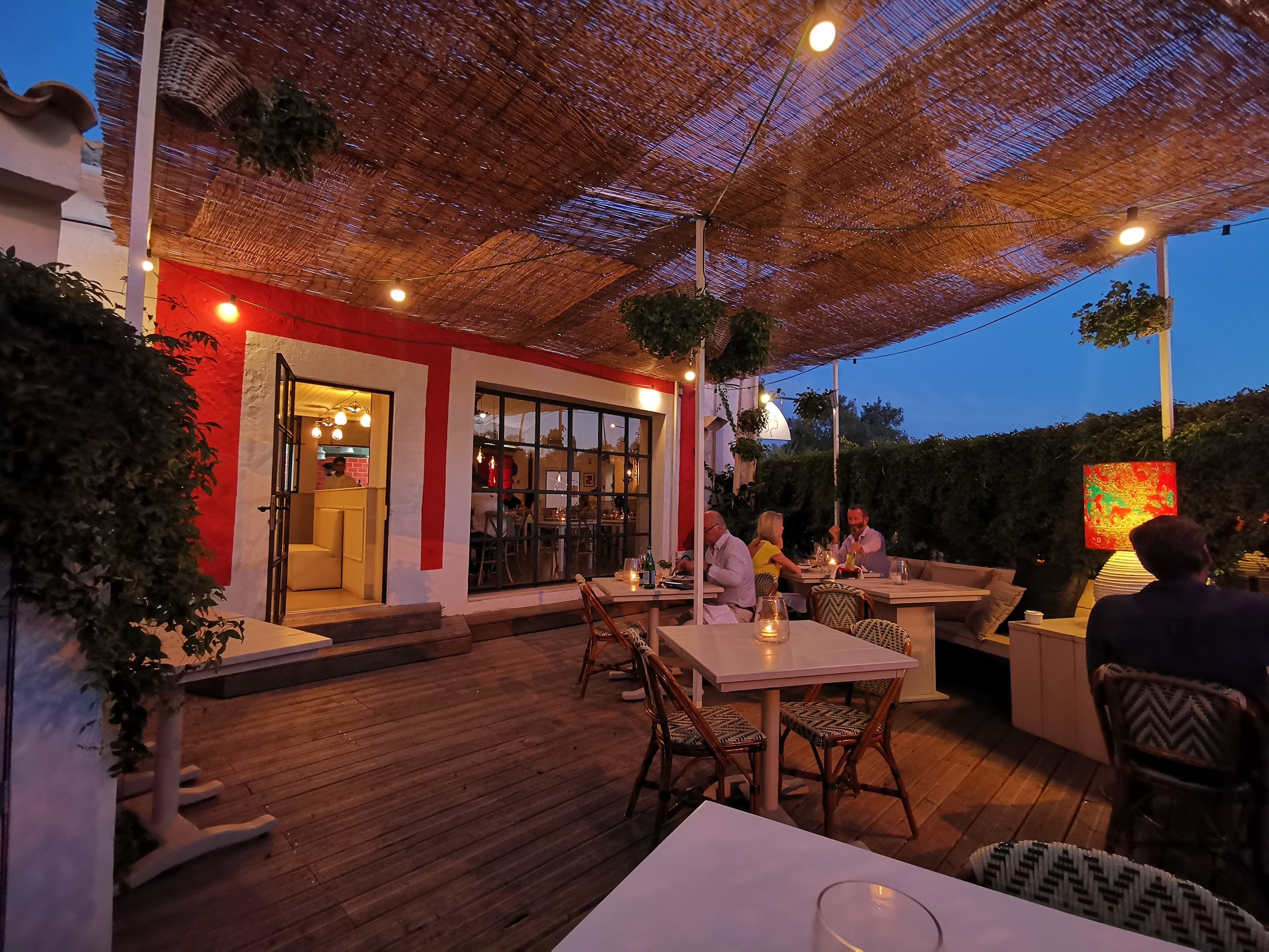 The terrace at dusk at Malveiro
